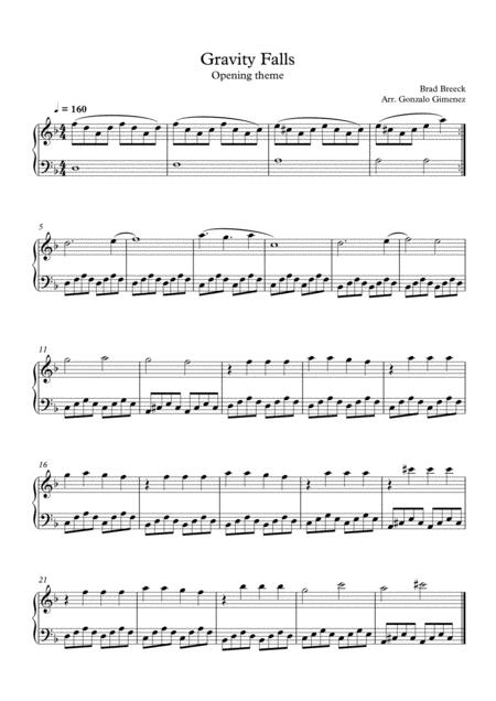 Gravity Falls Theme Easy Piano Sheet Music