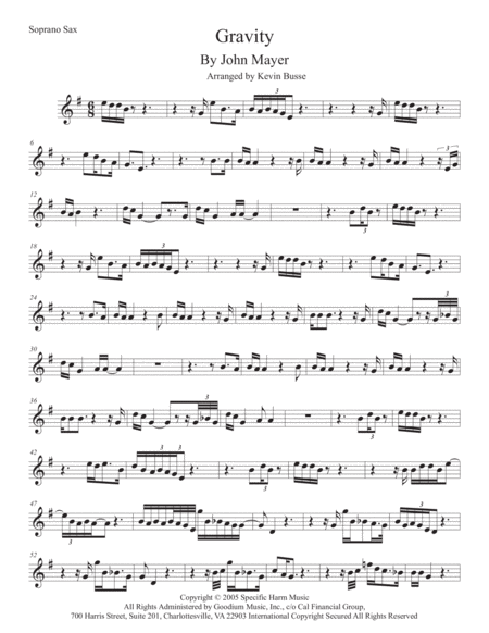 Gravity Soprano Sax Sheet Music