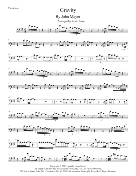 Gravity Trombone Original Key Sheet Music