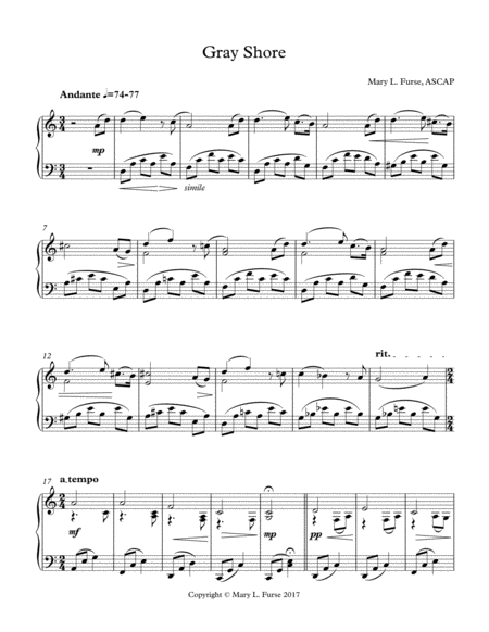 Free Sheet Music Gray Shore