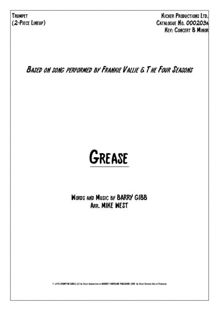 Free Sheet Music Grease 2 Piece Brass Section