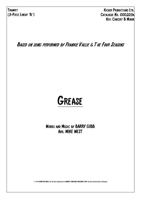Free Sheet Music Grease 3 Piece Brass Section B