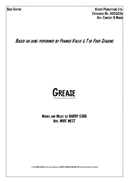 Free Sheet Music Grease Bass Guitar