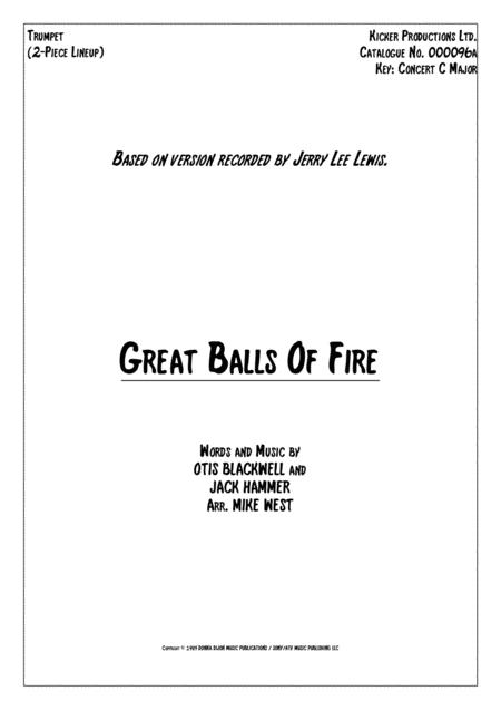 Free Sheet Music Great Balls Of Fire 2 Piece Brass Section