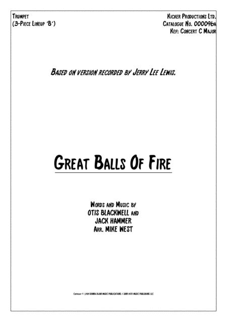 Great Balls Of Fire 3 Piece Brass Section B Sheet Music