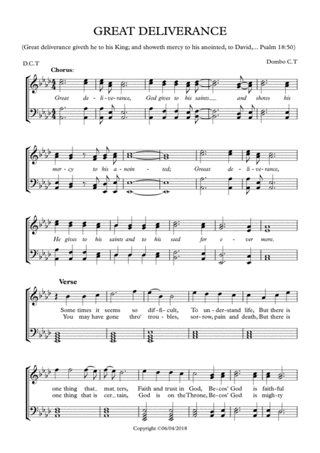 Free Sheet Music Great Deliverance