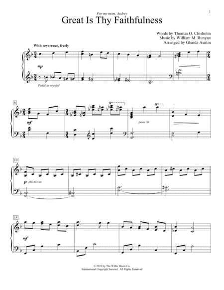 Great Is Thy Faithfulness Arr Glenda Austin Sheet Music