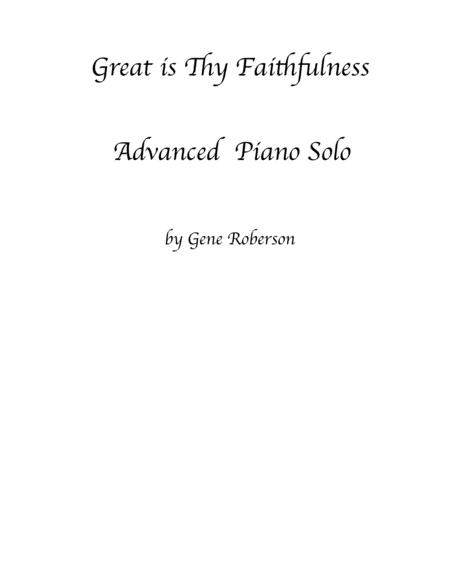 Great Is Thy Faithfulness Piano Solo Sheet Music