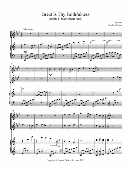 Great Is Thy Faithfulness Treble Eb Instrument Duet Sheet Music