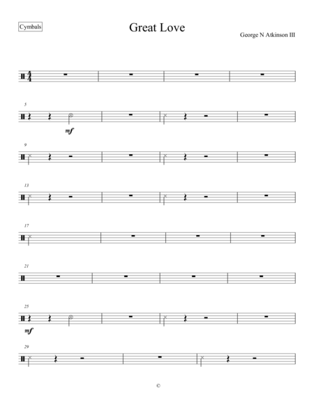 Free Sheet Music Great Love Cymbals