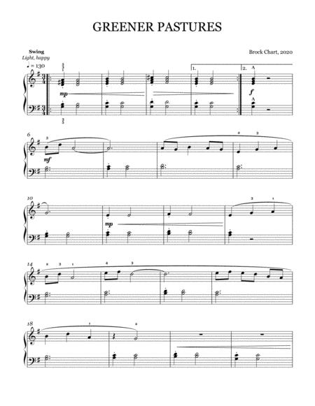 Free Sheet Music Greener Pastures Early Intermediate Jazz Piano Solo