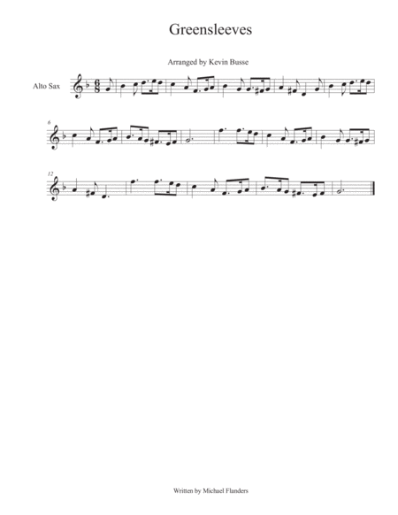 Free Sheet Music Greensleeves Alto Sax