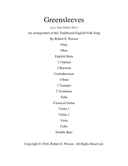 Greensleeves For Guitar And Orchestra Sheet Music