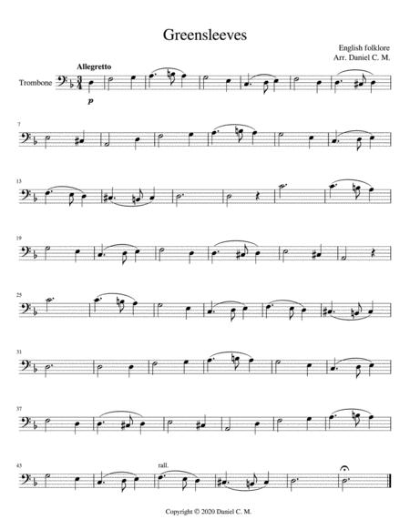 Greensleeves For Trombone And Piano Sheet Music