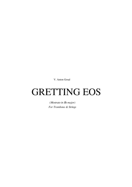 Greeting Eos For Trombone Sheet Music