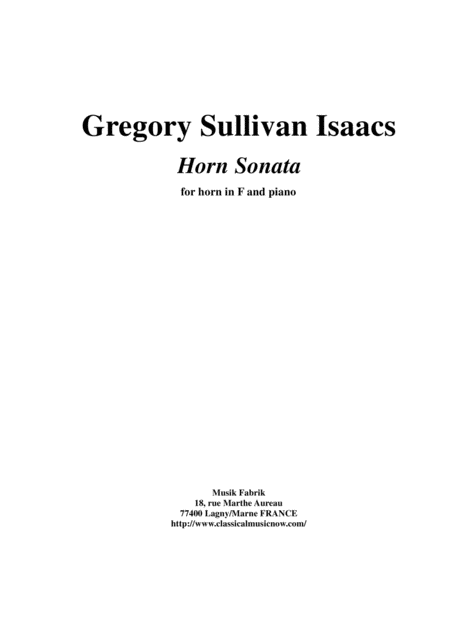 Gregory Sullivan Isaacs Horn Sonata For Horn And Piano Sheet Music