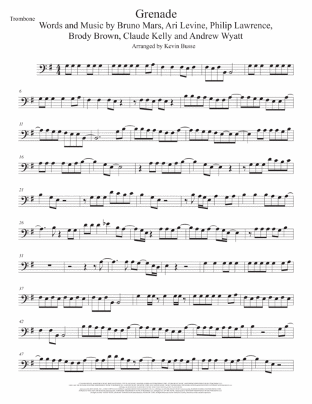 Grenade Trombone Sheet Music