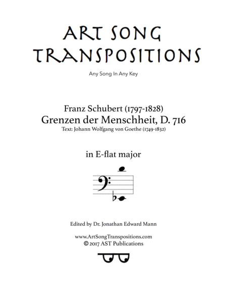 Grenzen Der Menschheit D 716 E Flat Major Bass Clef Sheet Music