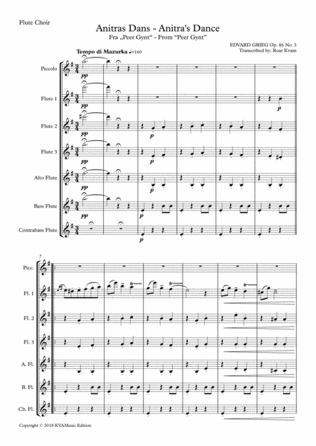 Grieg Anitras Dans Anitras Dance From Per Gynt Flute Choir Sheet Music