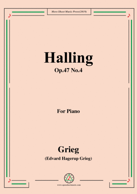 Free Sheet Music Grieg Halling Op 47 No 4 For Piano