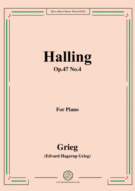 Grieg Halling Op 47 No 4 For Piano Sheet Music