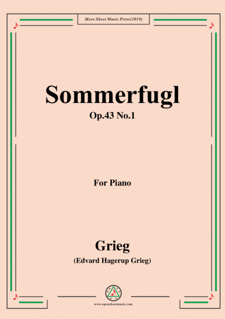 Free Sheet Music Grieg Sommerfugl Op 43 No 1 For Piano