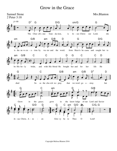 Grow In The Grace Sheet Music