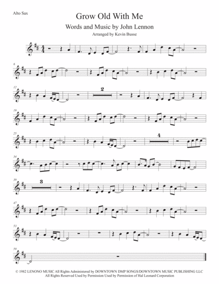 Grow Old With Me Alto Sax Sheet Music