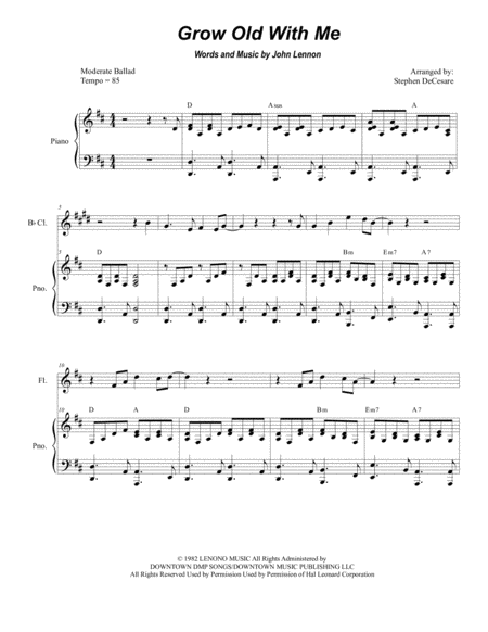 Free Sheet Music Grow Old With Me Duet For Flute And Bb Clarinet