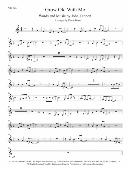 Grow Old With Me Easy Key Of C Alto Sax Sheet Music