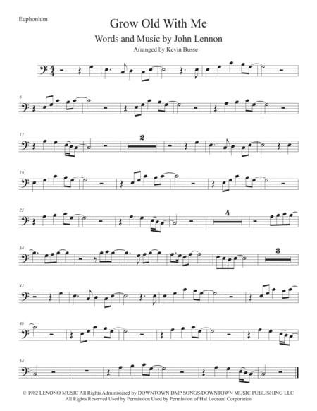 Grow Old With Me Easy Key Of C Euphonium Sheet Music