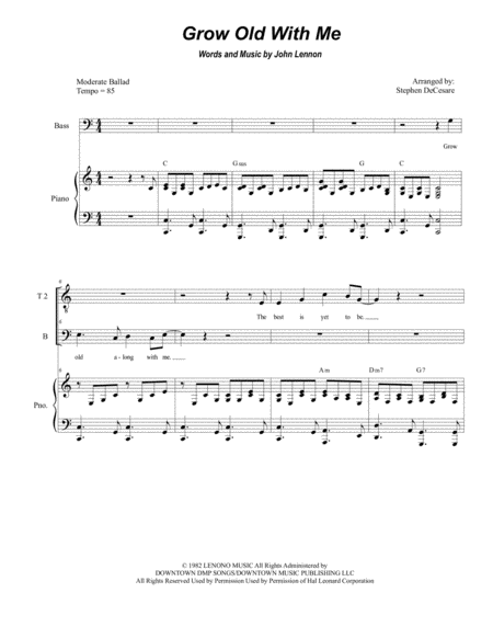 Grow Old With Me For Ttb Sheet Music