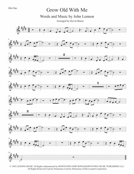 Grow Old With Me Original Key Alto Sax Sheet Music