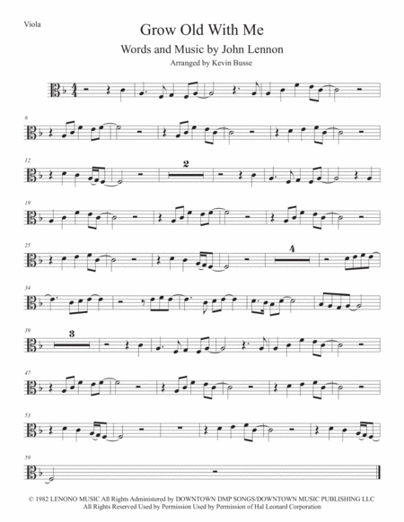 Grow Old With Me Viola Sheet Music