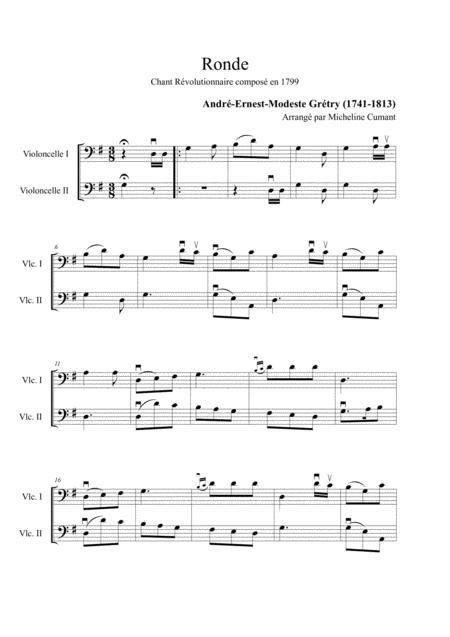 Free Sheet Music Grtry Ronde Pour 2 Violoncelles