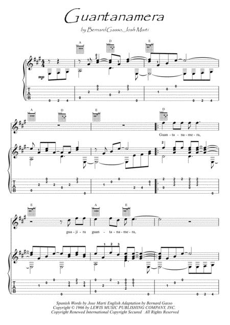 Free Sheet Music Guantanamera Guitar Fingerstyle