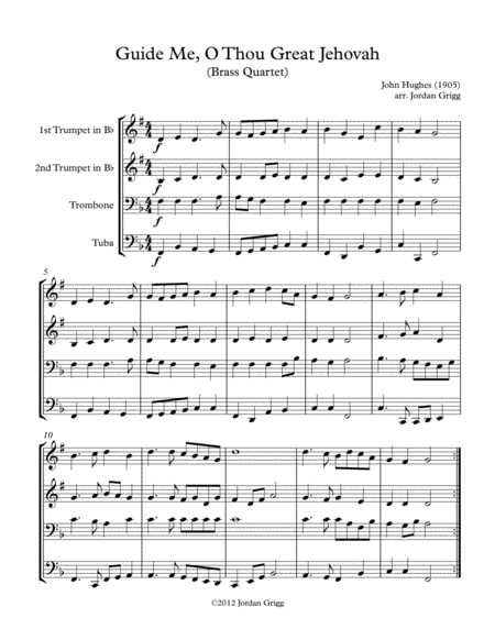 Guide Me O Thou Great Jehovah Brass Quartet Sheet Music