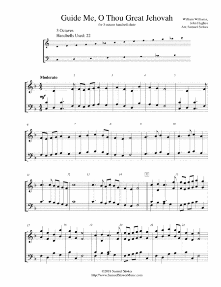 Guide Me O Thou Great Jehovah Guide Me O My Great Redeemer For 3 Octave Handbell Choir Sheet Music