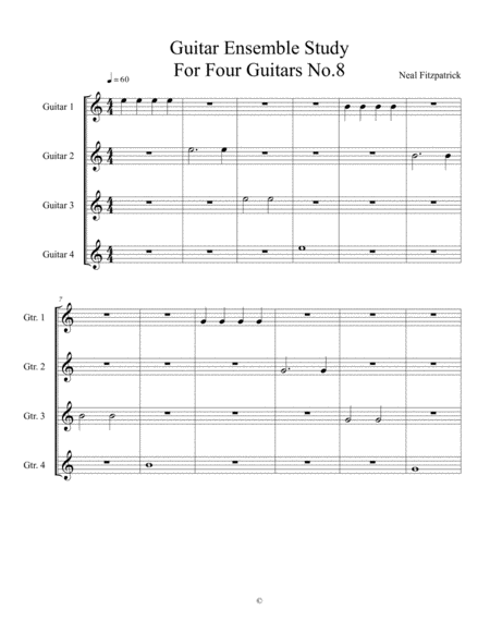 Free Sheet Music Guitar Ensemble Study No 8