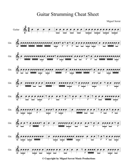 Free Sheet Music Guitar Strumming Cheat Sheet