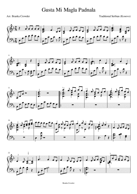 Free Sheet Music Gusta Mi Magla Padnala