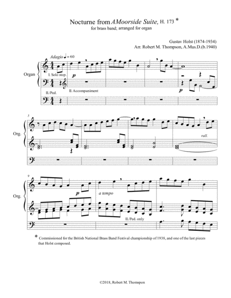 Gustav Holst Nocturne For Organ Sheet Music