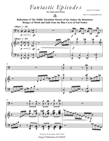 Free Sheet Music Guthrie Fantastic Episodes For Cello Piano