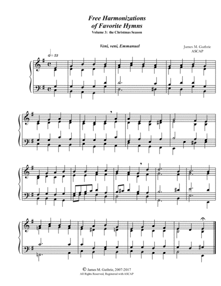 Guthrie Harmonizations Vol 3 The Christmas Season Sheet Music