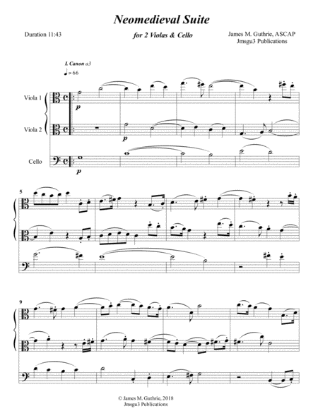 Free Sheet Music Guthrie Neomedieval Suite For 2 Violas Cello