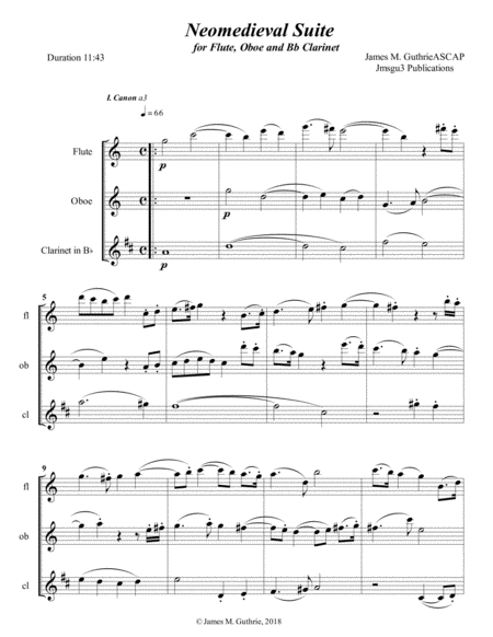 Guthrie Neomedieval Suite For Flute Oboe Clarinet Sheet Music