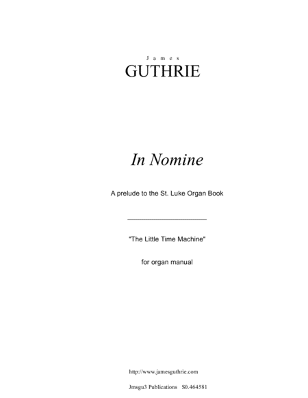 Guthrie Organ Prelude On In Nomine Sheet Music