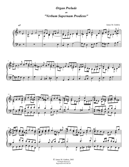 Guthrie Organ Prelude On Verbum Supernam Prodiens Sheet Music