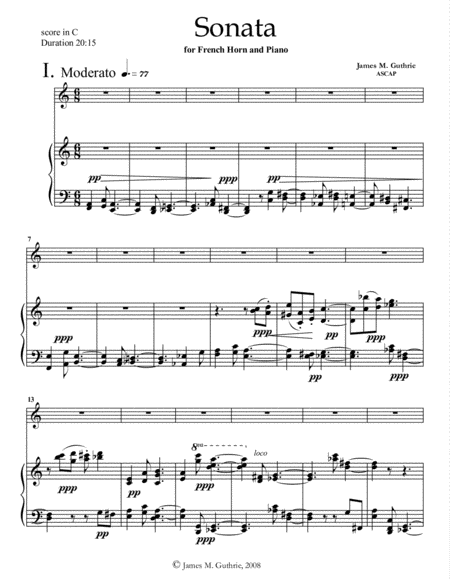 Guthrie Sonata For French Horn Piano Sheet Music