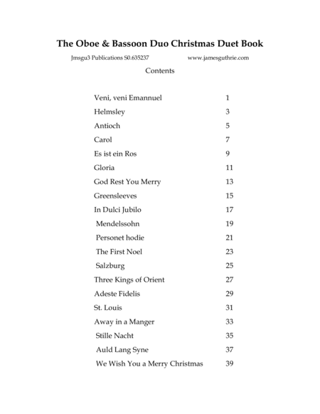 Guthrie The Oboe Bassoon Duo Christmas Duet Book Sheet Music